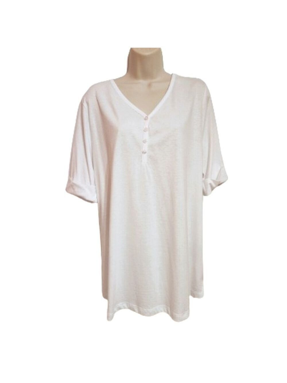 Karen Scott White Knit Button Front Top Extra Large